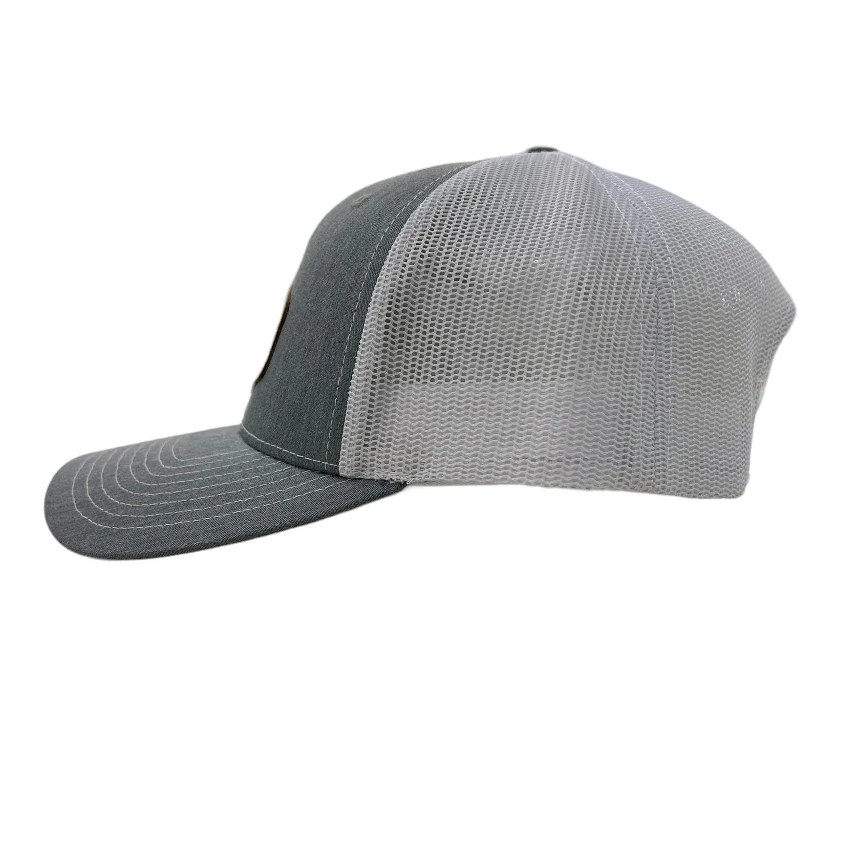 Montauk Surf and Sports The End Wave Patch Logo Leather Ostrich Style Hat in Denim and White