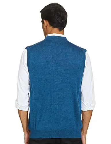 Monte Carlo Men's Pure Wool Classic Cardigan Sweater (1220512SC_Blue_L)