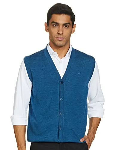 Monte Carlo Men's Pure Wool Classic Cardigan Sweater (1220512SC_Blue_L)