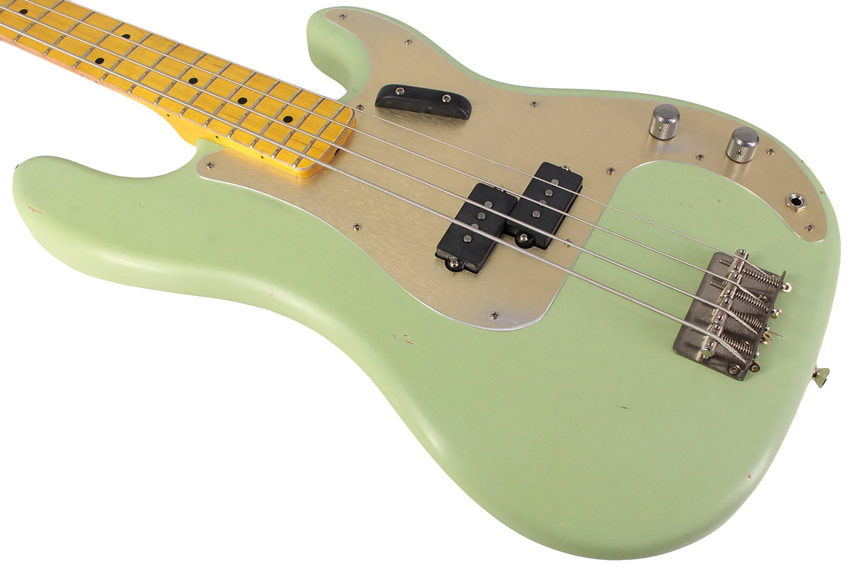 Nash PB57 Bass Guitar, Surf Green, Gold Anodized Pickguard