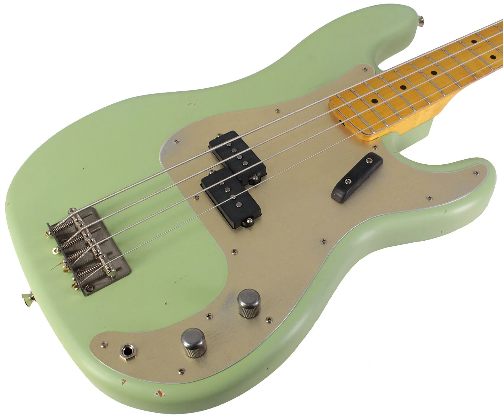 Nash PB57 Bass Guitar, Surf Green, Gold Anodized Pickguard