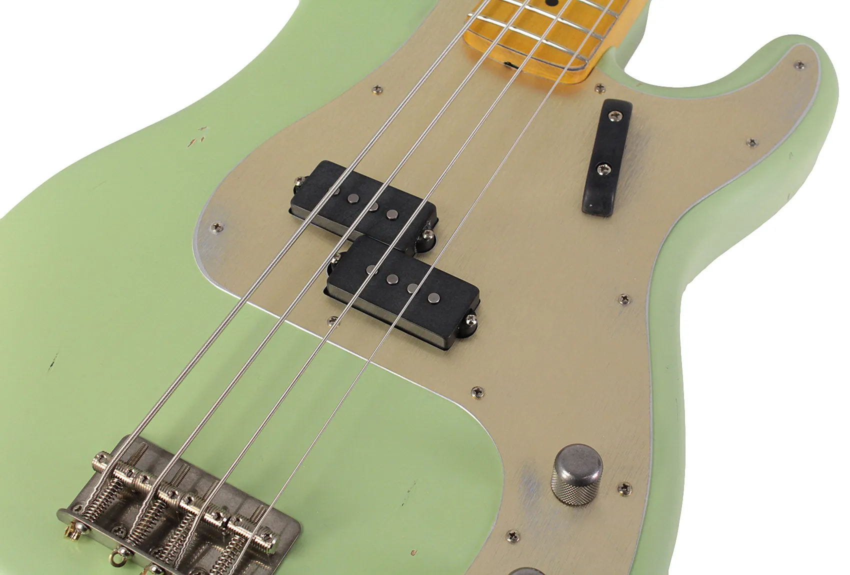 Nash PB57 Bass Guitar, Surf Green, Gold Anodized Pickguard