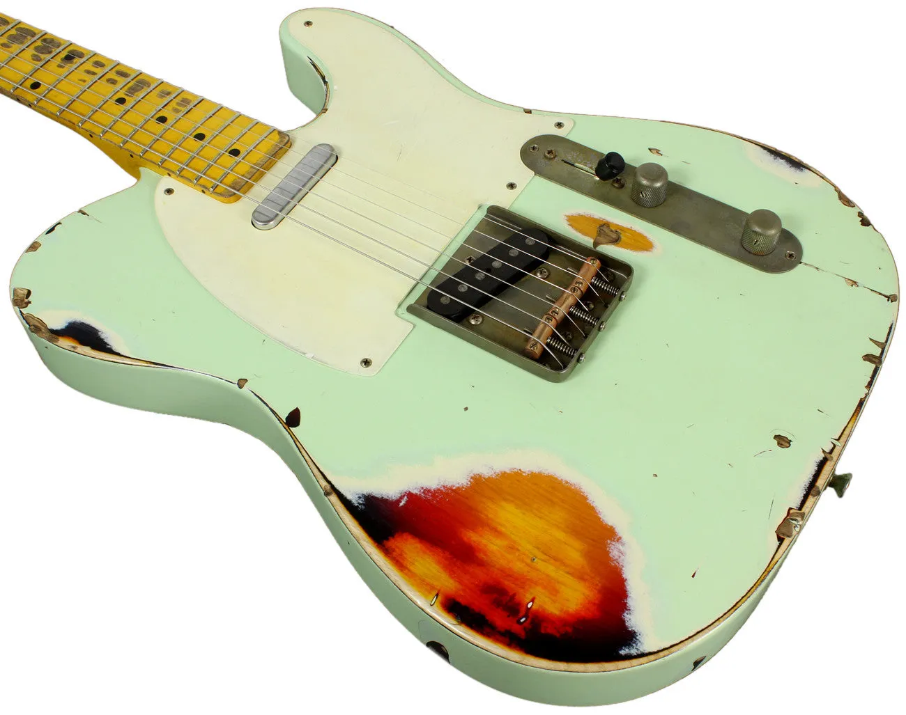 Nash T57 Guitar, Surf Green over 3 Tone Sunburst