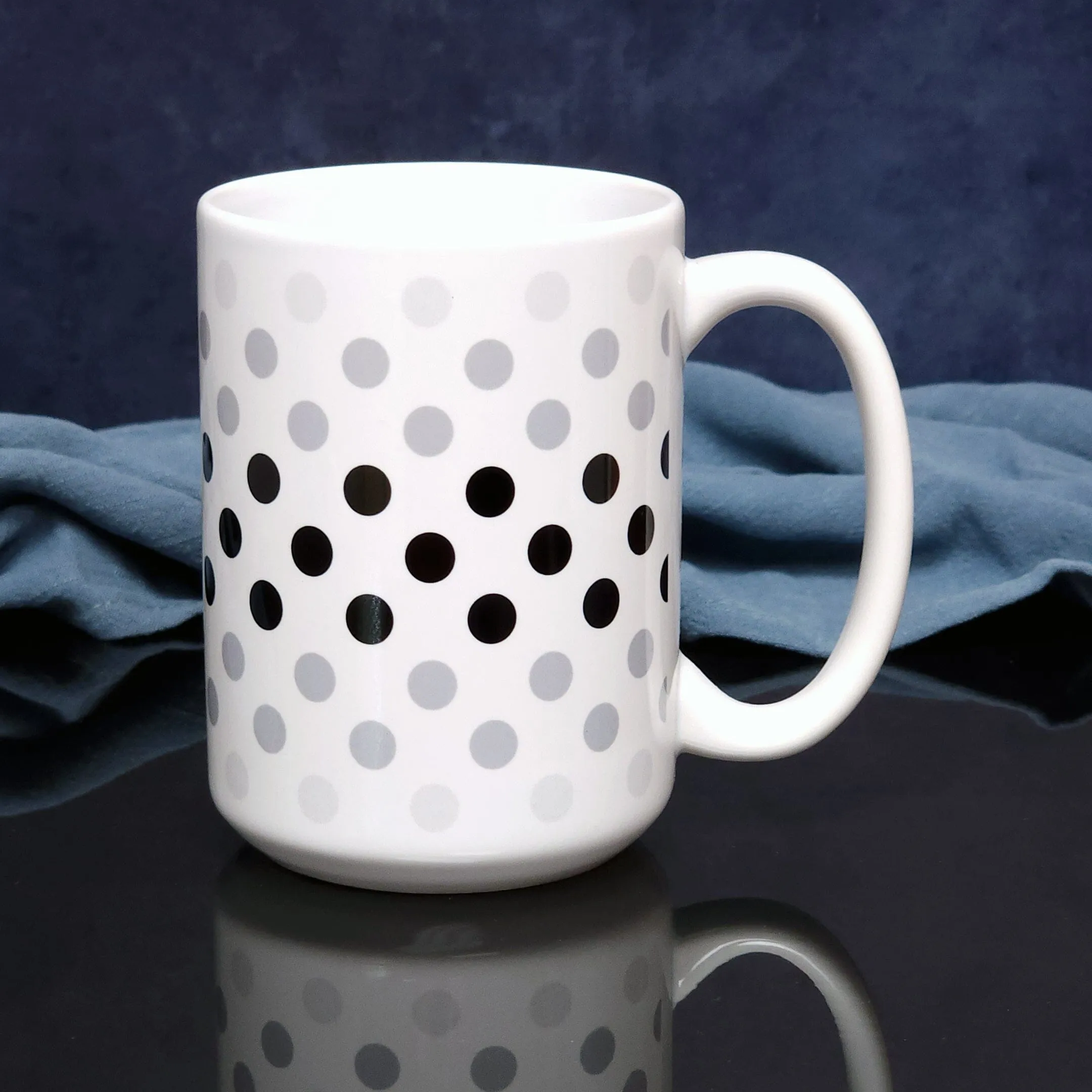 Polka Dots in Black Gray Mug