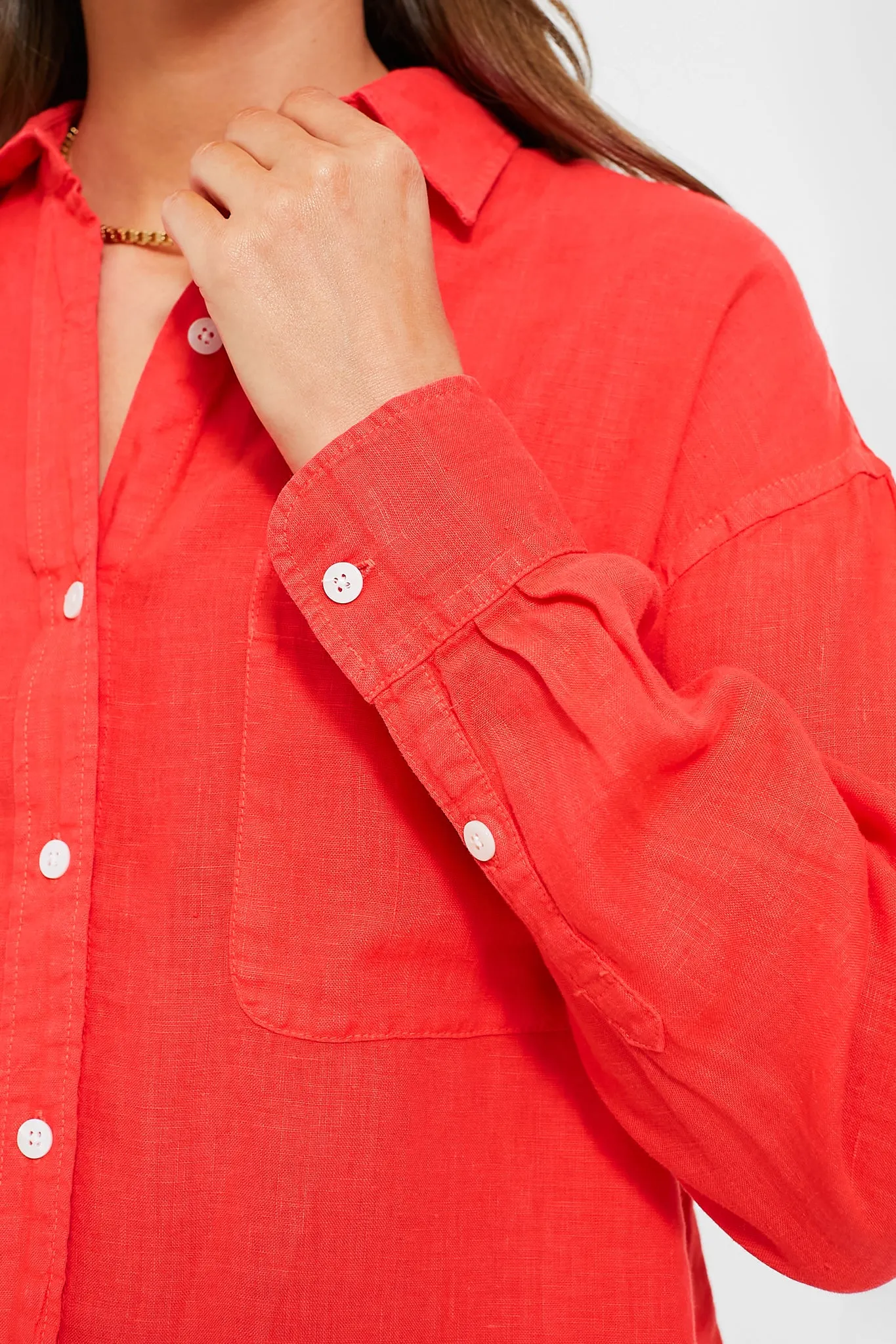 Poppy Red Laguna Linen Relaxed Shirt