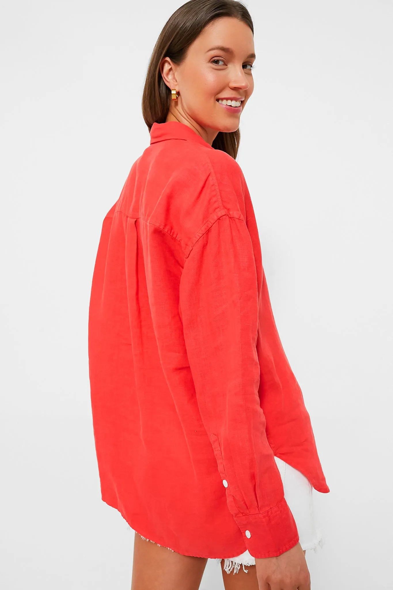 Poppy Red Laguna Linen Relaxed Shirt