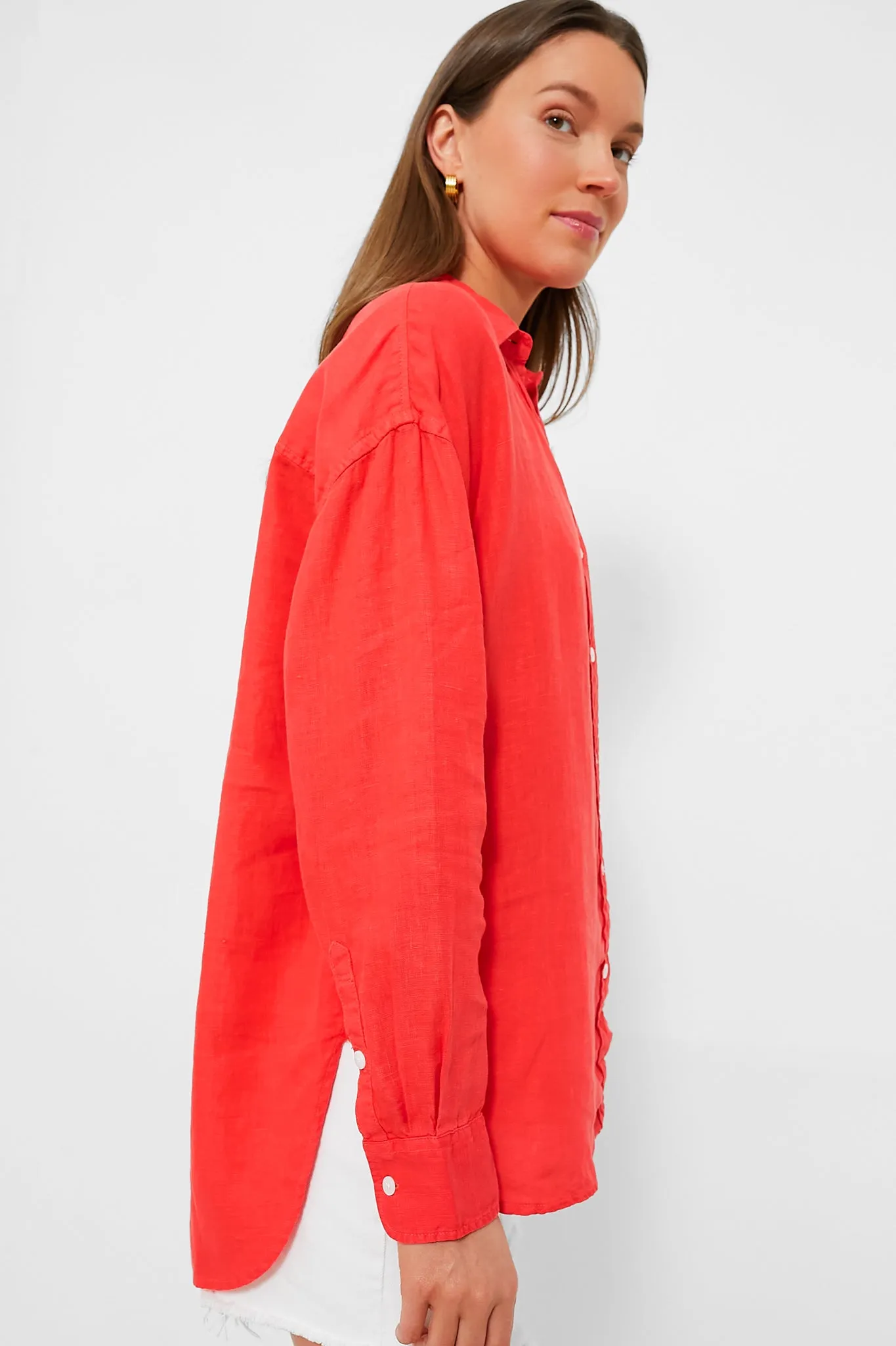 Poppy Red Laguna Linen Relaxed Shirt