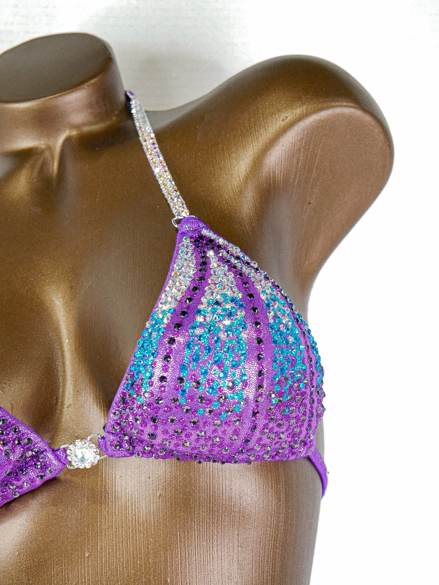 Ready Made Purple Royal Crystals Bikini Suit