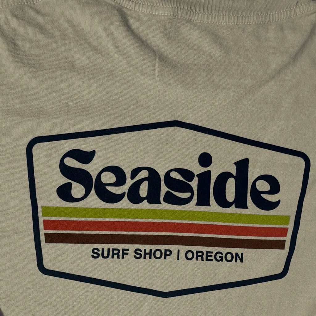 Seaside Surf Garment Dyed Retro Badge S/S Tee - Cappuccino