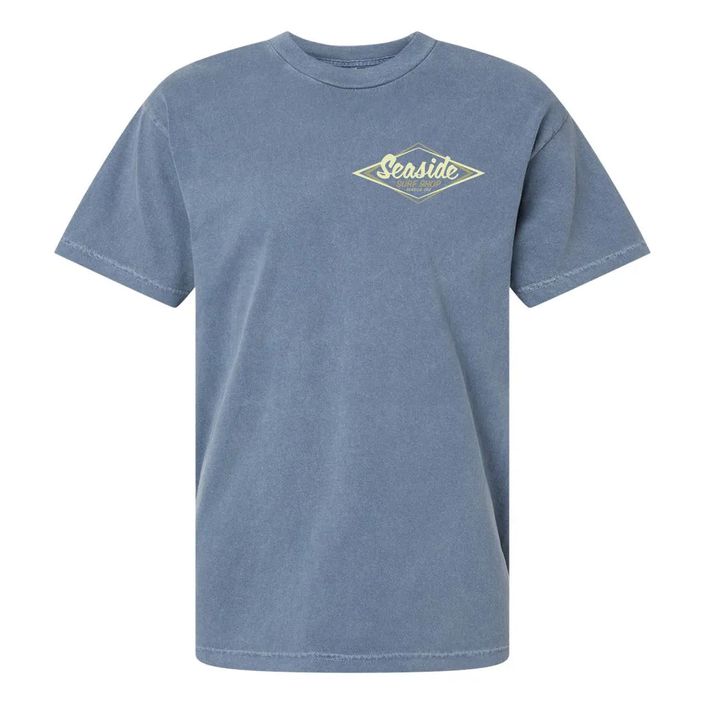 Seaside Surf  Garment Dyed Vintage Logo S/S Tee - Deep Blue