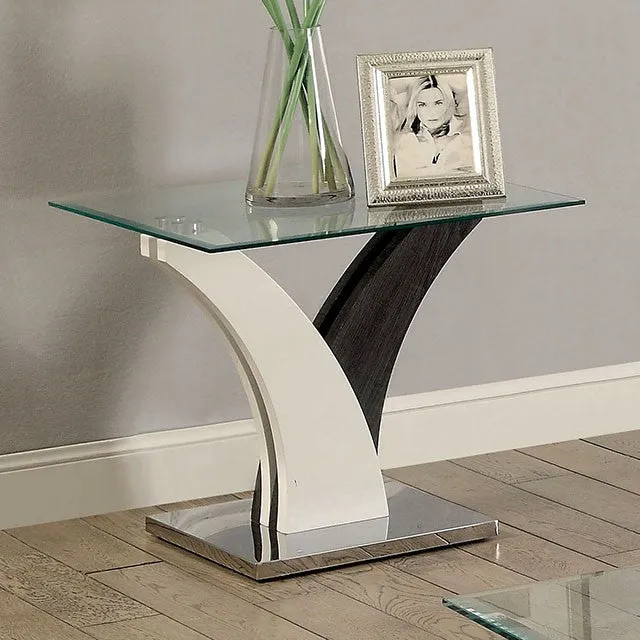 SLOANE White/Dark Gray/Chrome End Table