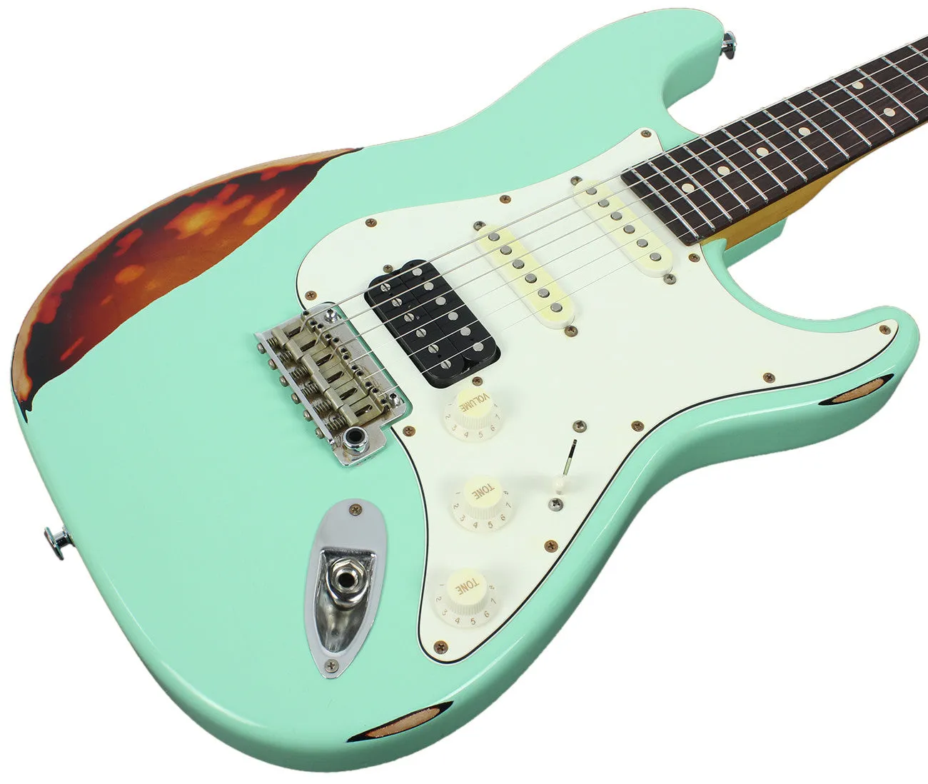 Suhr Classic Antique Pro HSS Limited, Surf Green over 3-Tone Sunburst