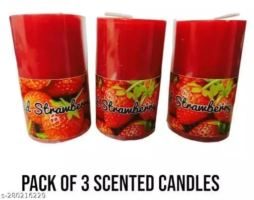 The Decor Affair Set of 3 Luxuriously Long-Lasting Red Pillar Candles - Exquisite Home Décor Gift Set for an Enchanting and Inviting Ambiance