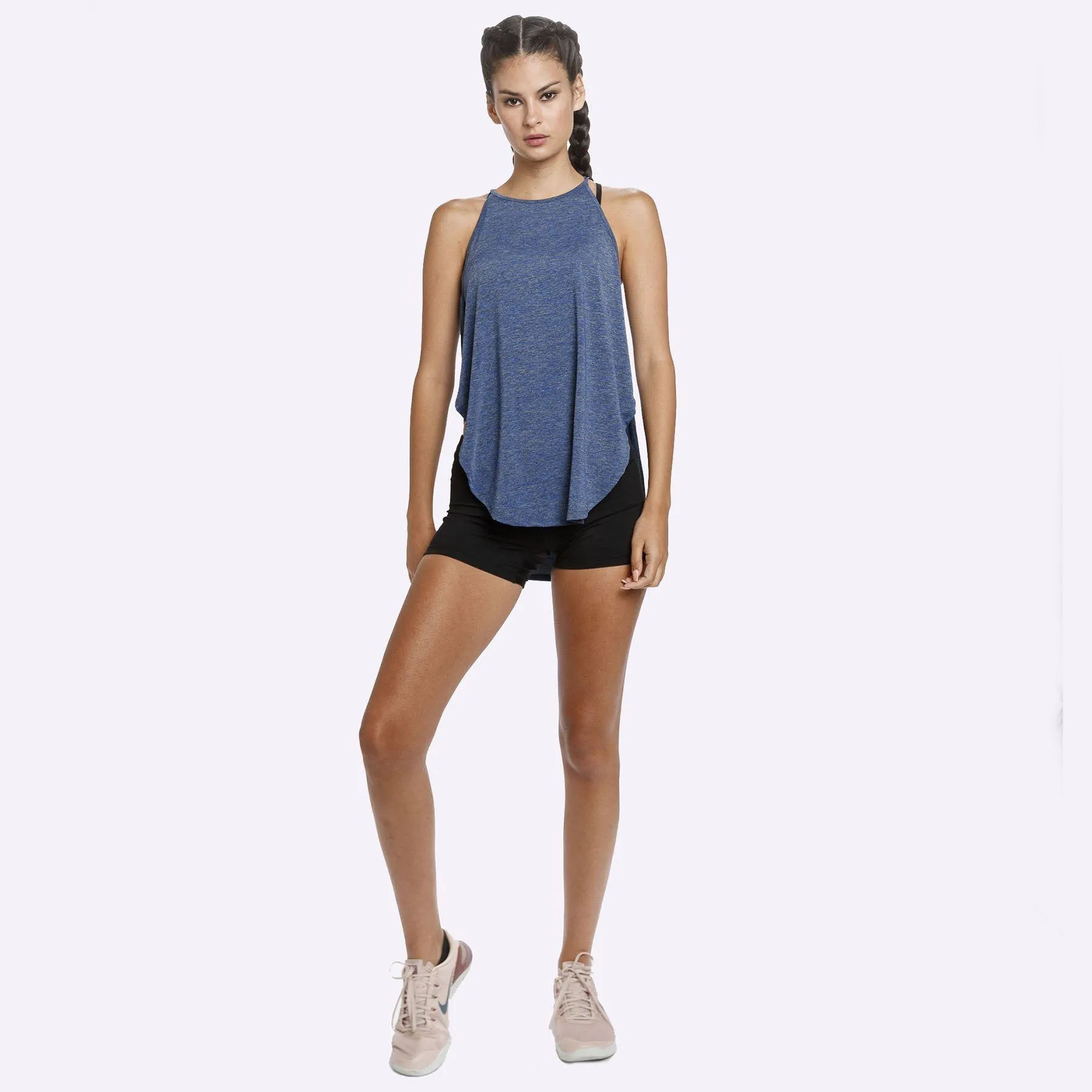 The WOD Life - Women's Featherweave Singlet - Surf Blue Marle