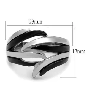 Two-Tone IP Black (Ion Plating) Stainless Steel Ring with No Stone for Women Style TK2605