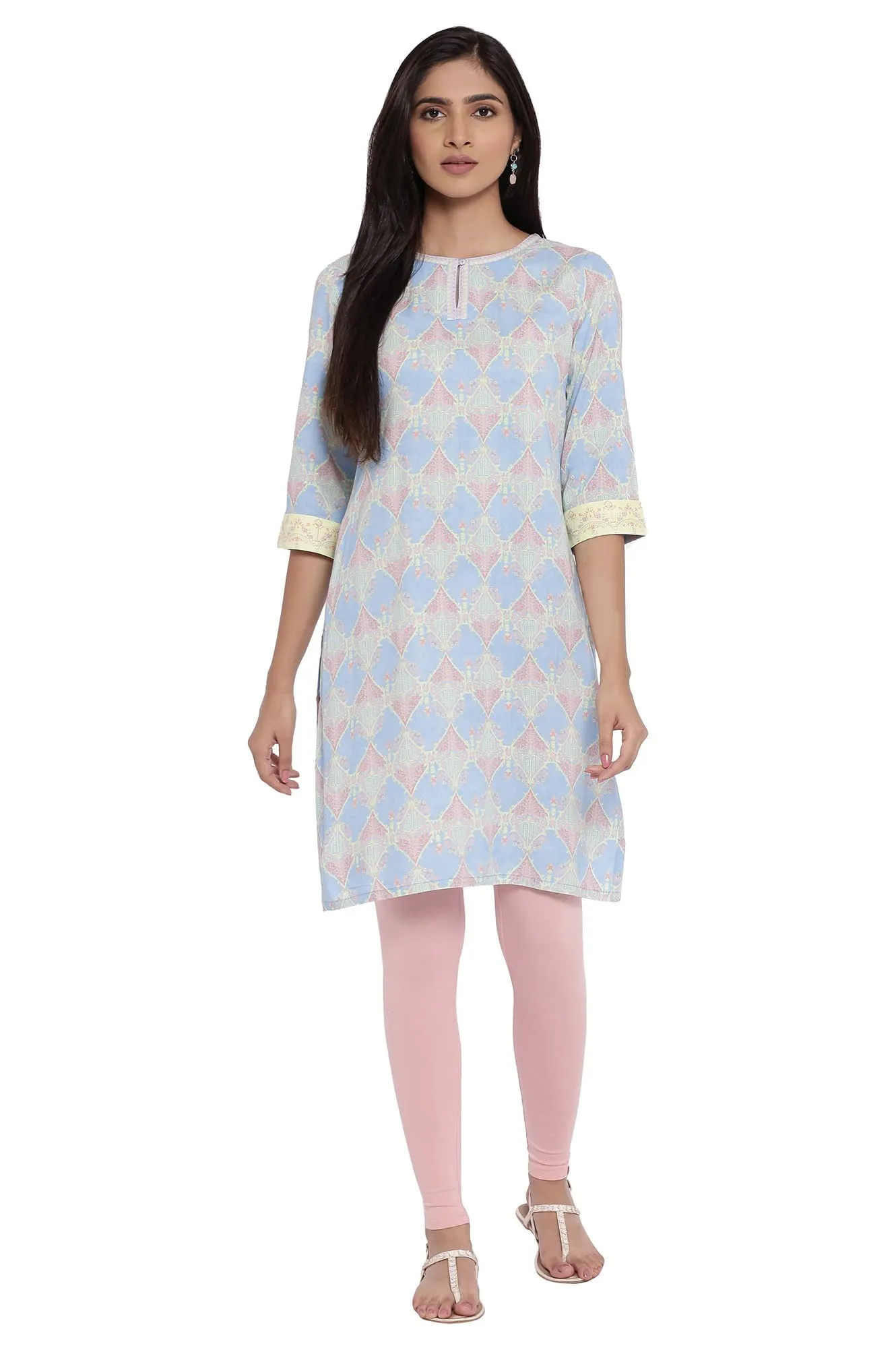 W for Woman Blue Printed Kurta_21AUW17168-117887_2XL