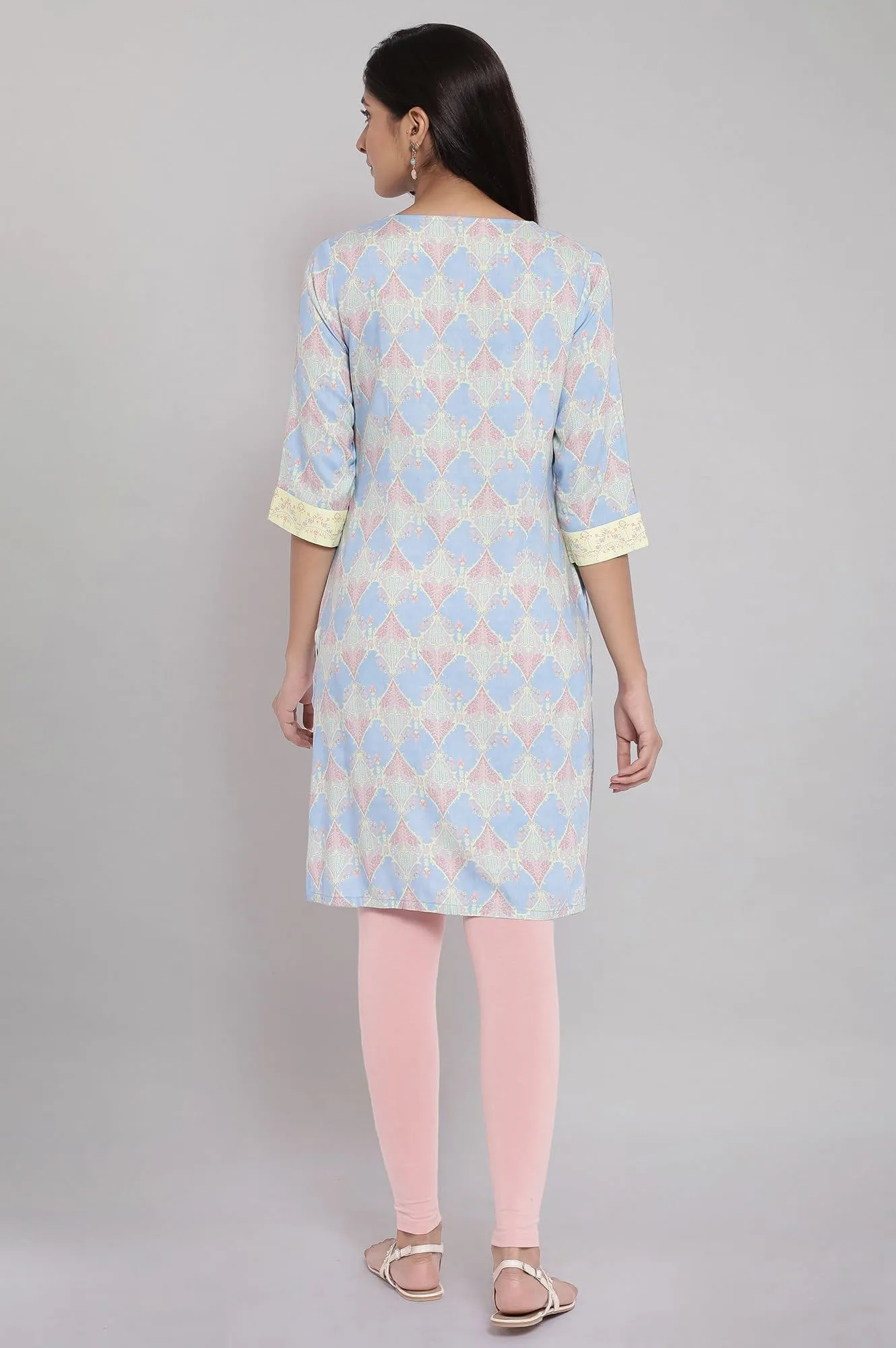 W for Woman Blue Printed Kurta_21AUW17168-117887_2XL