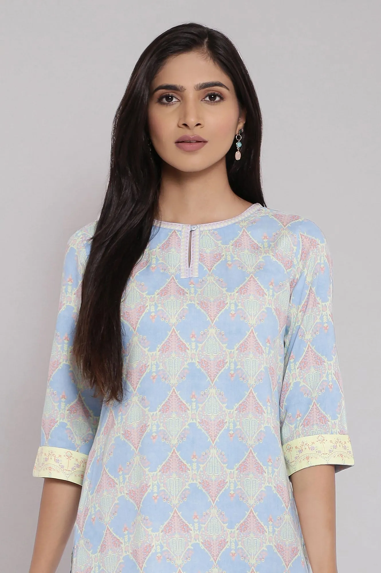 W for Woman Blue Printed Kurta_21AUW17168-117887_2XL