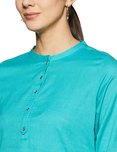 W for Woman Women's Cotton Kurta (19FEW12143-211279_Blue_S (8))