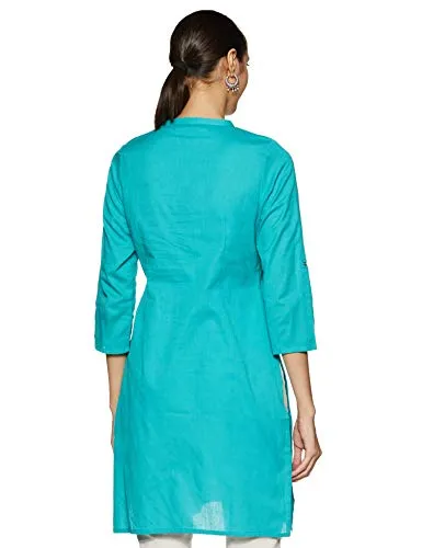 W for Woman Women's Cotton Kurta (19FEW12143-211279_Blue_S (8))