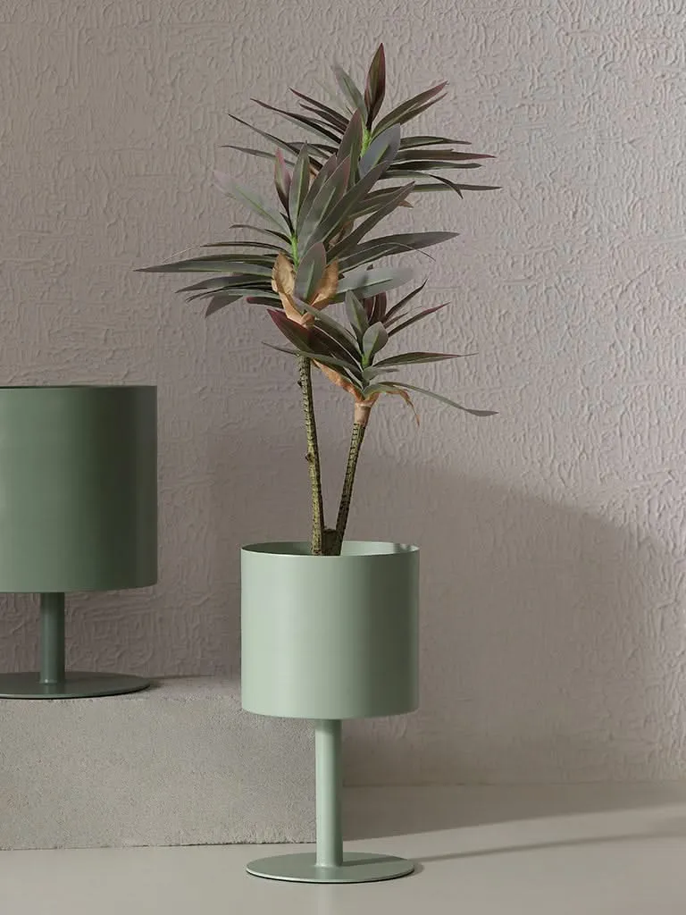 Westside Home Light Green Cylindrical Metal Planter