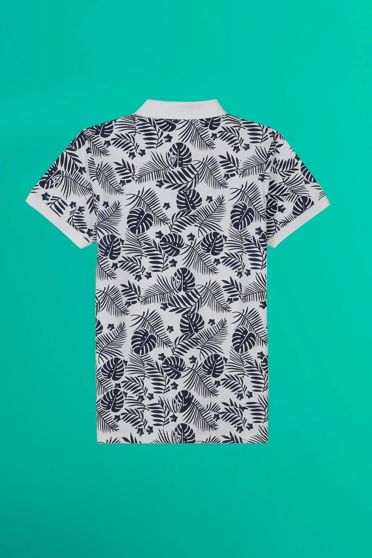 White Tropical Printed Polo Shirt - S23 - MP0239R