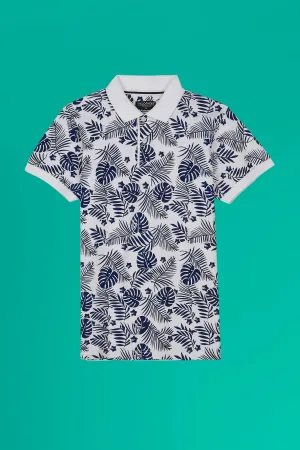 White Tropical Printed Polo Shirt - S23 - MP0239R