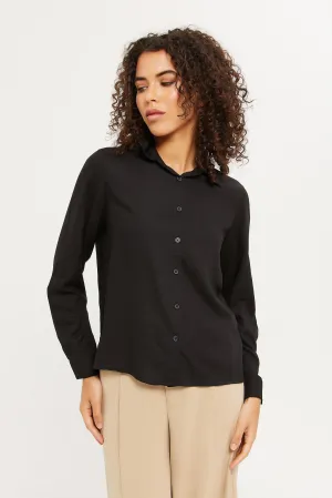 Women-Black Basic Viscose Shirt