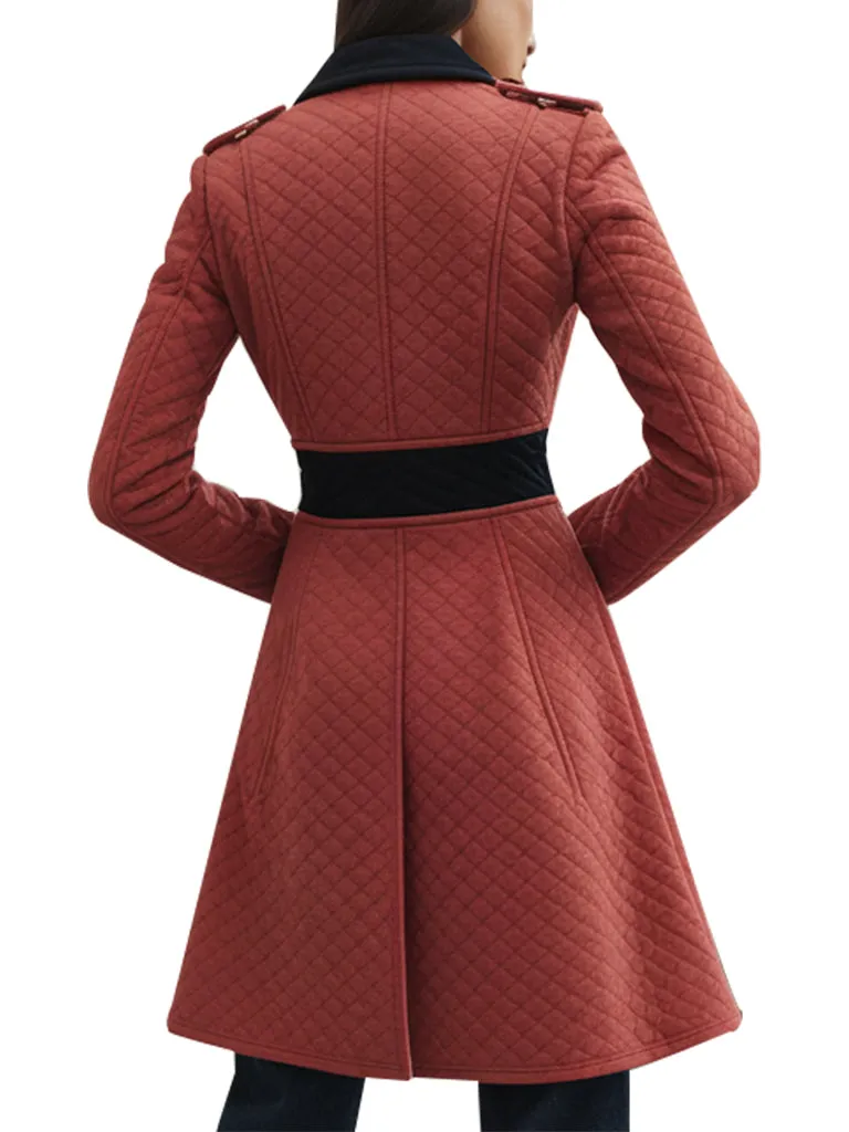 Women's Red Quilted Bark Coat