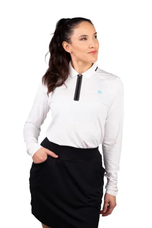 Women's Victory Lap Long Sleeve Golf Polo  |  White